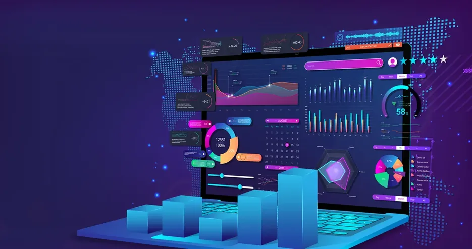 Painel de indicadores desenhado em cores vivas